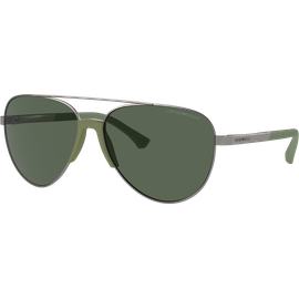 Emporio Armani EA2059 300371 - Sonnenbrille Herren - Fassung: Gun, Metall, Pilot - Glasfarbe: Grün