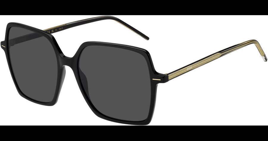 HUGO BOSS BOSS 1524/S BLACK - Sonnenbrille Damen - Fassung: Schwarz, Kunststoff, Eckig - Glasfarbe: Grau