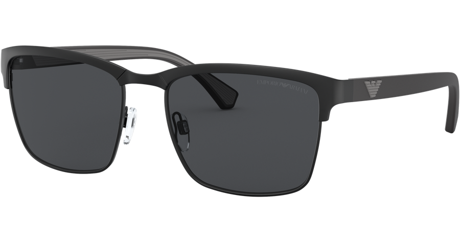 Emporio Armani EA2087 301487 - Sonnenbrille Herren - Fassung: Schwarz, Metall, Eckig - Glasfarbe: Grau