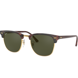 Ray-Ban Clubmaster SMALL RB3016 Classic Glänzend Tortoise / Grün W0366 49 Sonnenbrille Unisex Fassung Havanna Kunststoff Eckig Glasfarbe Grün