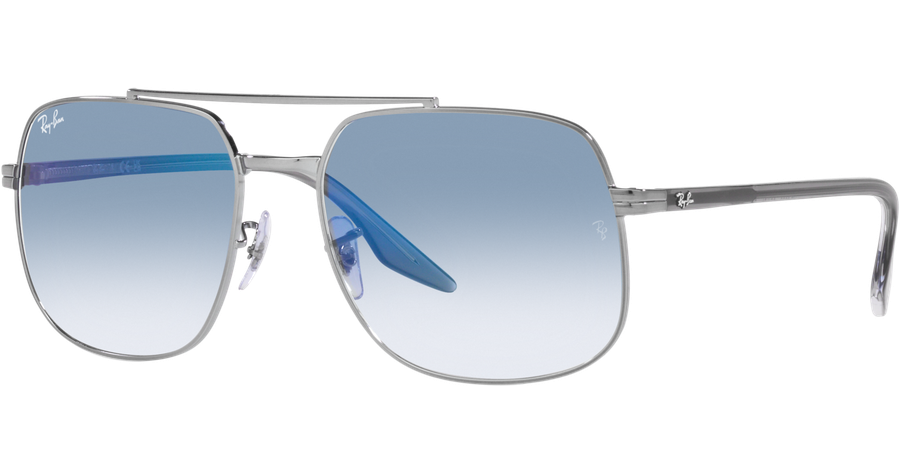 Ray-Ban RB3699 004/3F Glänzendes Gunmetal/Blau - Sonnenbrille Unisex - Fassung: Silber, Metall, Eckig - blaues Glas