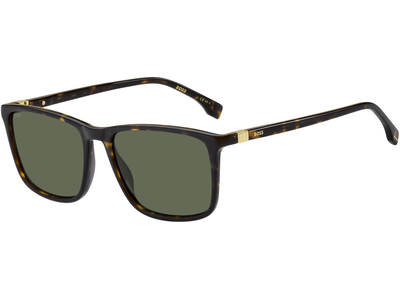 HUGO BOSS BOSS 1434/S - Sonnenbrille Herren - Fassung: Havanna, Kunststoff, Rechteck - Glasfarbe: Grün