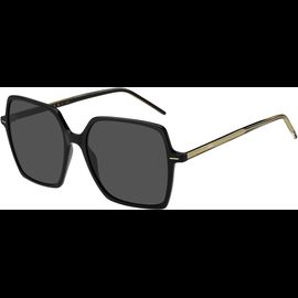 HUGO BOSS BOSS 1524/S BLACK - Sonnenbrille Damen - Fassung: Schwarz, Kunststoff, Eckig - Glasfarbe: Grau