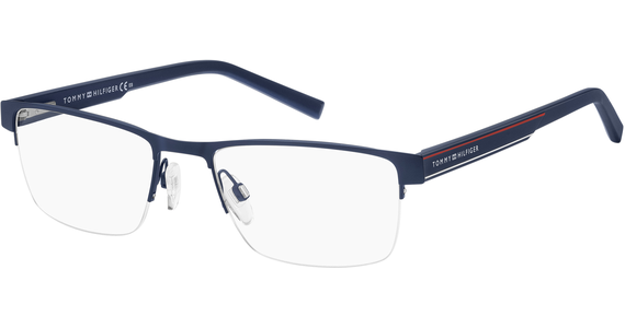 TOMMY HILFIGER TH 1996 - Halbrand Brille Herren - Fassung: Blau, Metall, Rechteck - Ansicht 3