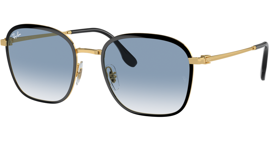 Ray-Ban RB3720 90003F - Sonnenbrille Unisex - Fassung: Schwarz, Metall, Eckig blaues Glas