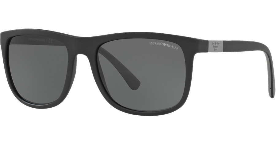 Emporio Armani EA4079 504287 - Sonnenbrille Herren - Fassung: Schwarz, Kunststoff, Eckig - Glasfarbe: Grau
