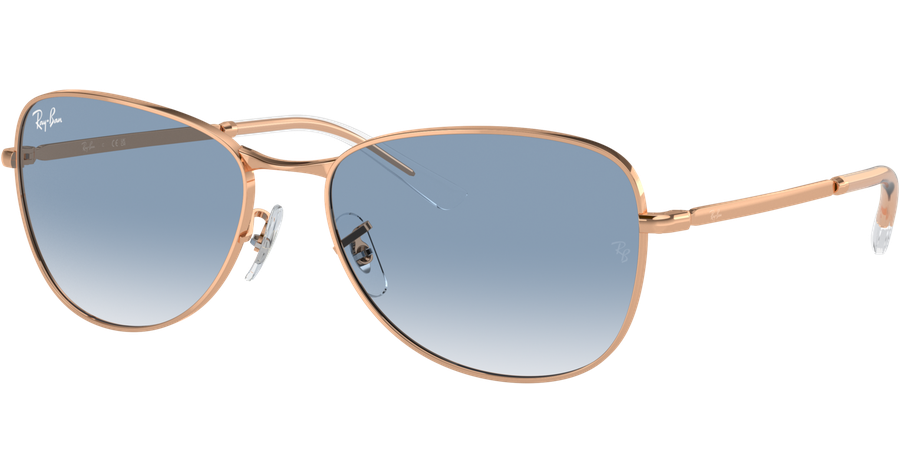 Ray-Ban RB3733 92023F - Sonnenbrille Unisex - Fassung: Gold, Metall, Pilot blaues Glas