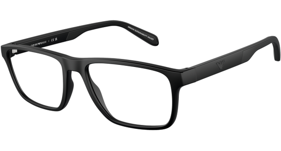 Emporio Armani EA3233 5001, Schwarz - Brille Herren - Fassung: Schwarz, Kunststoff, Rechteck - Glasfarbe: Grau - Ansicht 2