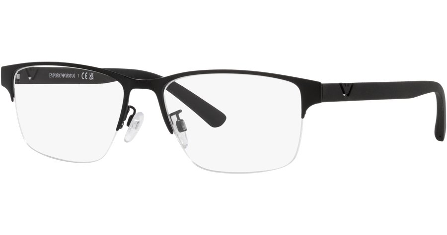 Emporio Armani EA1138 3001 - Brille Herren - Fassung: Halbrand, Schwarz, Metall, Eckig - Glasfarbe: Grau