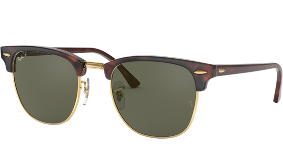 Ray-Ban Clubmaster Classic RB3016 990/58 Sonnenbrille Unisex Fassung Havanna Kunststoff Eckig Glasfarbe Grün - Ansicht 2