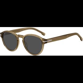 HUGO BOSS BOSS 1506/S - Sonnenbrille Herren - Fassung: Beige, Kunststoff, Panto - Glasfarbe: Grau