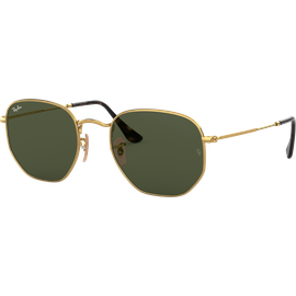 Ray-Ban RB3548N Hexagonal Flat Lenses Glänzend Gold / Grün 001 51 Sonnenbrille