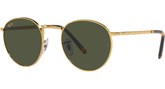 Ray-Ban New Round RB3637 919631 - Sonnenbrille Unisex - Fassung: Gold, Metall, Rund - Glasfarbe: Grün - Ansicht 2