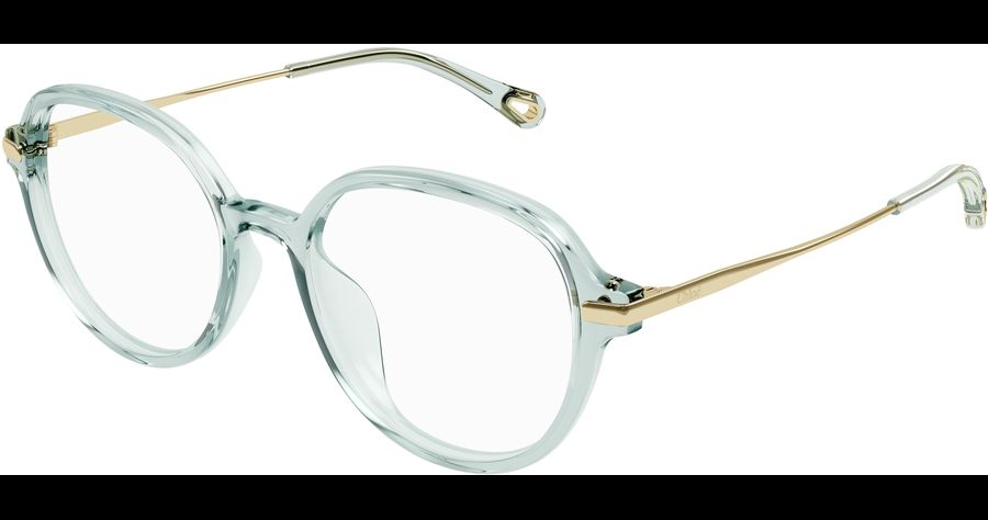 Chloé Brille CH0217OA Türkis Gold Damen Metall Kunststoff Rund