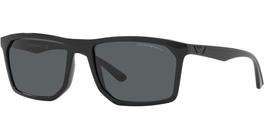 Emporio Armani EA4164 501787 - Sonnenbrille Herren - Fassung: Schwarz, Kunststoff, Irregulär - Glasfarbe: Grau