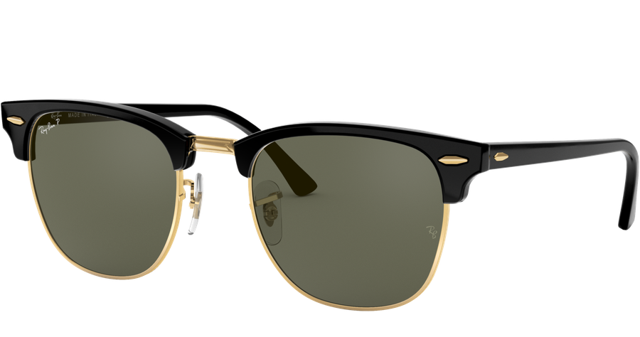 Ray-Ban Clubmaster Classic RB3016 901/58 Sonnenbrille Unisex Fassung Schwarz Kunststoff Eckig Glasfarbe Grün