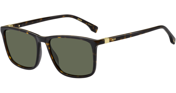 HUGO BOSS BOSS 1434/S - Sonnenbrille Herren - Fassung: Havanna, Kunststoff, Rechteck - Glasfarbe: Grün - Ansicht 3