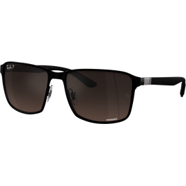 Ray-Ban RB3721CH Chromance 186/5J - Sonnenbrille Unisex - Fassung: Schwarz, Metall, Eckig - Glasfarbe: Grau