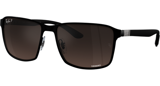 Ray-Ban RB3721CH Chromance 186/5J - Sonnenbrille Unisex - Fassung: Schwarz, Metall, Eckig - Glasfarbe: Grau - Ansicht 2