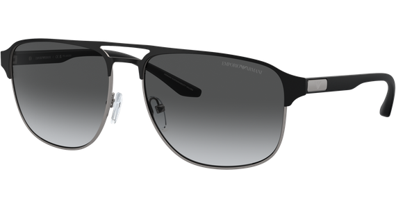 Emporio Armani EA2144 336511 - Sonnenbrille Herren - Fassung: Schwarz, Metall, Pilot - Glasfarbe: Grau - Ansicht 2