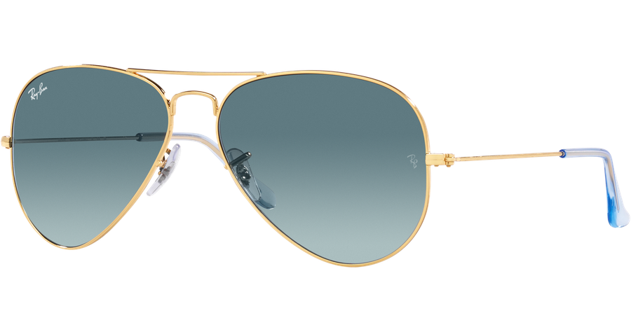 Ray-Ban Aviator Gradient RB3025 001/3M Gold/ Blau Verlauf 55 SMALL Sonnenbrille Unisex Gold, Metall, Pilot - blaues Glas