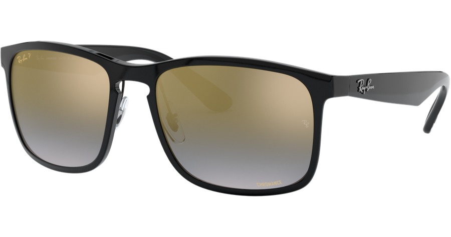 Ray-Ban RB4264 Chromance 601/J0 - Sonnenbrille Herren - Fassung: Schwarz, Kunststoff, Eckig - Glasfarbe: Polar Blau Verspiegelt Gold Farbverlauf