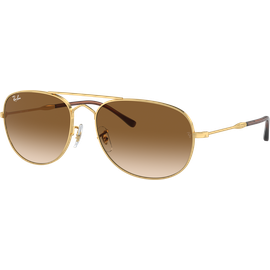 Ray-Ban Bain Bridge RB3735 001/51 - Sonnenbrille Unisex - Fassung: Gold, Metall, Eckig - Glasfarbe: Braun