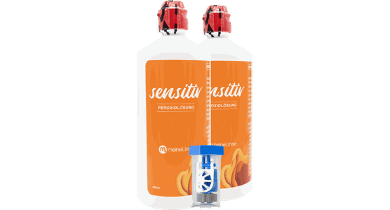 meineLinse sensitiv Peroxidlösung 2x360ml mit Kontaktlinsenbehälter - Ansicht 2