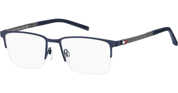 TOMMY HILFIGER TH 1917 BLUE - Halbrand Brille Herren - Fassung: Blau, Metall, Rechteck - Ansicht 3