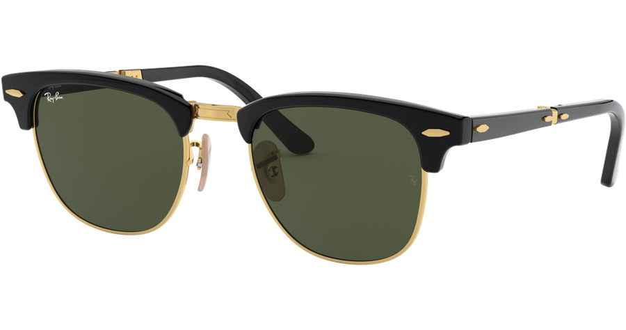 Ray-Ban Clubmaster Folding RB2176 901 Sonnenbrille Unisex Fassung Schwarz Kunststoff Eckig Glasfarbe Grün