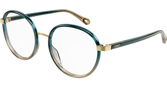 Chloé Brille CH0033O 51 006 Damen Grün Kunststoff Rund - Ansicht 2