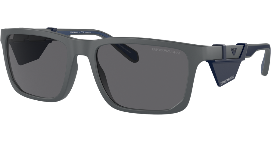 Emporio Armani EA4219 610387 57, Dunkelgrau - Sonnenbrille Herren - Fassung: Grau, Kunststoff, Rechteck - Glasfarbe: Polar Grey