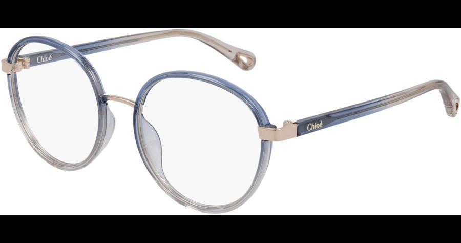 Chloé Brille CH0033O Blau Rosé Damen Metall Kunststoff Rund