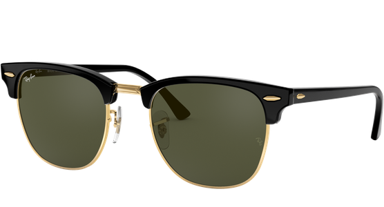 Ray-Ban RB3016 Clubmaster Classic Glänzend Schwarz / Grün W0365 51 Sonnenbrille - Ansicht 2