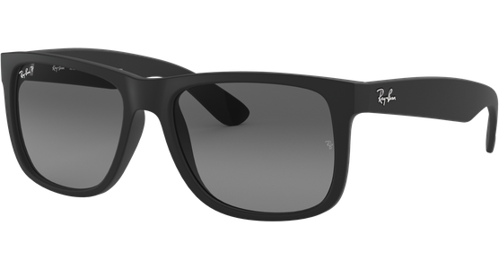 Ray-Ban RB4165 Justin Classic Matt Schwarz/Hellgrau 622/T3 - Sonnenbrille Unisex - Fassung: Schwarz, Kunststoff, Eckig - Glasfarbe: Grau - Ansicht 2