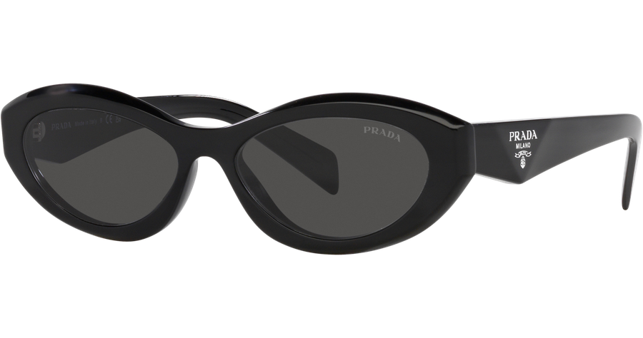 Prada PR 26ZS 16K08Z - Sonnenbrille Damen - Fassung: Schwarz, Kunststoff, Irregulär - Glasfarbe: Grau