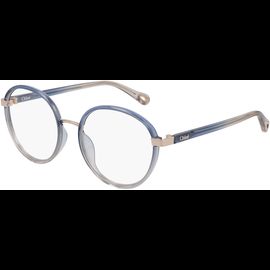 Chloé Brille CH0033O Blau Rosé Damen Metall Kunststoff Rund