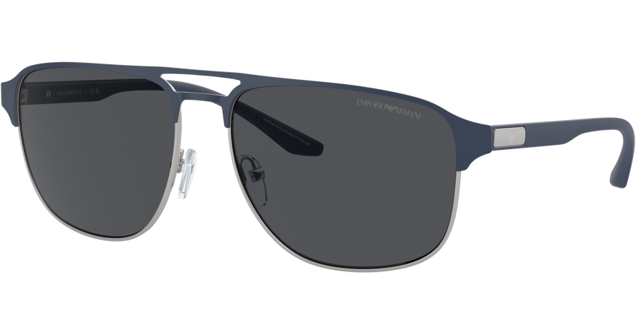 Emporio Armani EA2144 336887 - Sonnenbrille Herren - Fassung: Blau, Metall, Pilot - Glasfarbe: Grau