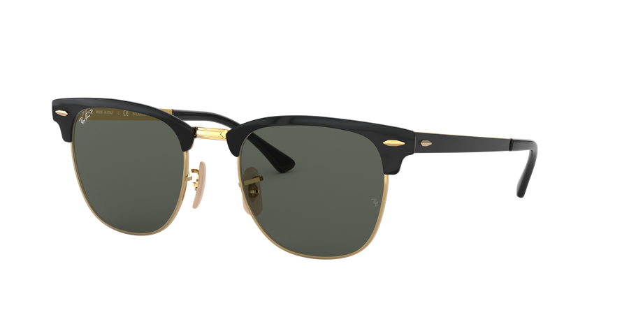 Ray-Ban Clubmaster Metal RB3716 187/58 Sonnenbrille Unisex Fassung Schwarz Metall Eckig Glasfarbe Grün