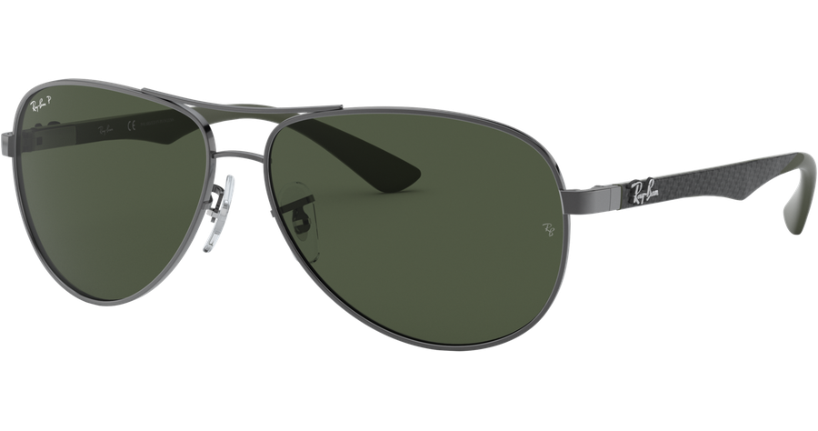 Ray-Ban RB8313 Carbonfaser Glänzend Gunmetall / Grün Polarisiert 004/N5 61 Herrensonnenbrille