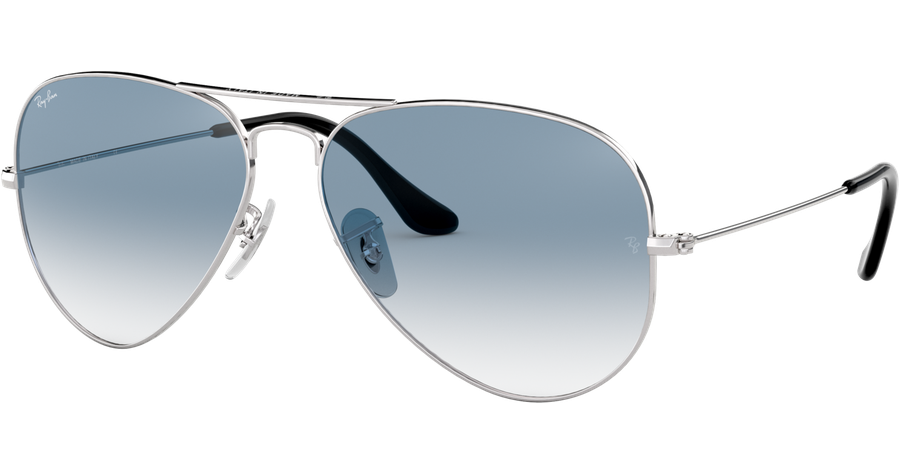 Ray-Ban Aviator Gradient RB3025 003/3F Silber/Blau Verlauf 55 Sonnenbrille Silber, Metall, Pilot blaues Glas