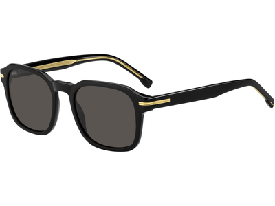 Hugo Boss BOSS 1627/S 51 black - Sonnenbrille Herren - Fassung: Schwarz, Kunststoff, Rechteck - Glasfarbe: Grau