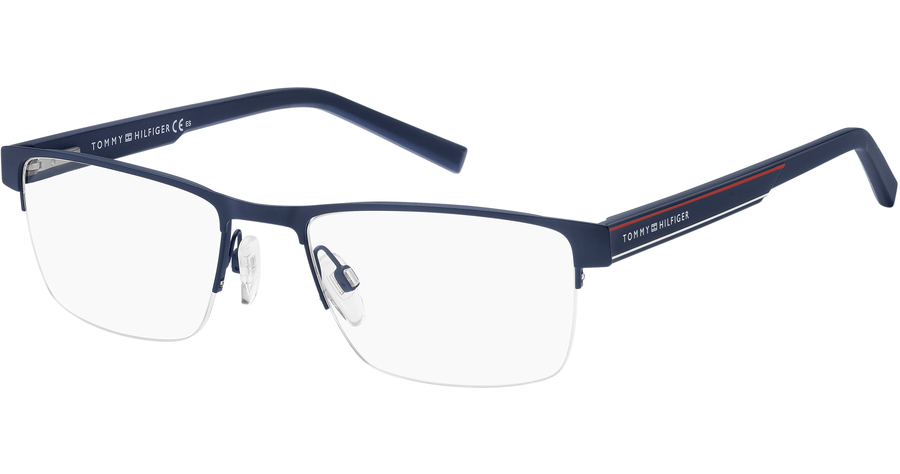 Tommy Hilfiger rechteckige Halbrand Brille Blau