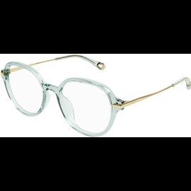 Chloé Brille CH0217OA Türkis Gold Damen Metall Kunststoff Rund