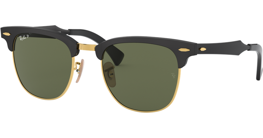 Ray-Ban Clubmaster Aluminium RB3507 136/N5 Sonnenbrille Unisex Fassung Schwarz Metall Eckig Glasfarbe Grün