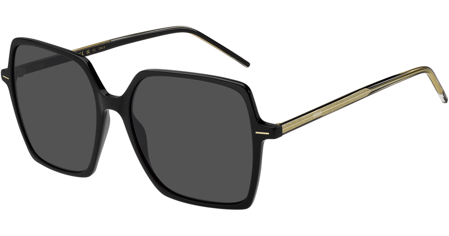 HUGO BOSS BOSS 1524/S BLACK - Sonnenbrille Damen - Fassung: Schwarz, Kunststoff, Eckig - Glasfarbe: Grau