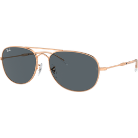 Ray-Ban Bain Bridge RB3735 9202R5 - Sonnenbrille Unisex - Fassung: Gold, Metall, Eckig - Glasfarbe: Blau
