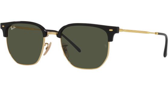 Ray-Ban New Clubmaster RB4416 Glänzendes Schwarz auf Gold/ Grün 601/31 Sonnenbrille Unisex Fassung Schwarz Metall/Kunststoff Irregulär Glasfarbe Grün - Ansicht 2