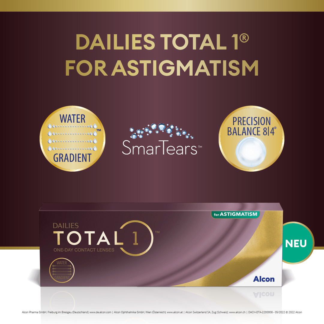 Dailies Total1 for Astigmatism mit extra Sauerstoffdurchlässigkeit