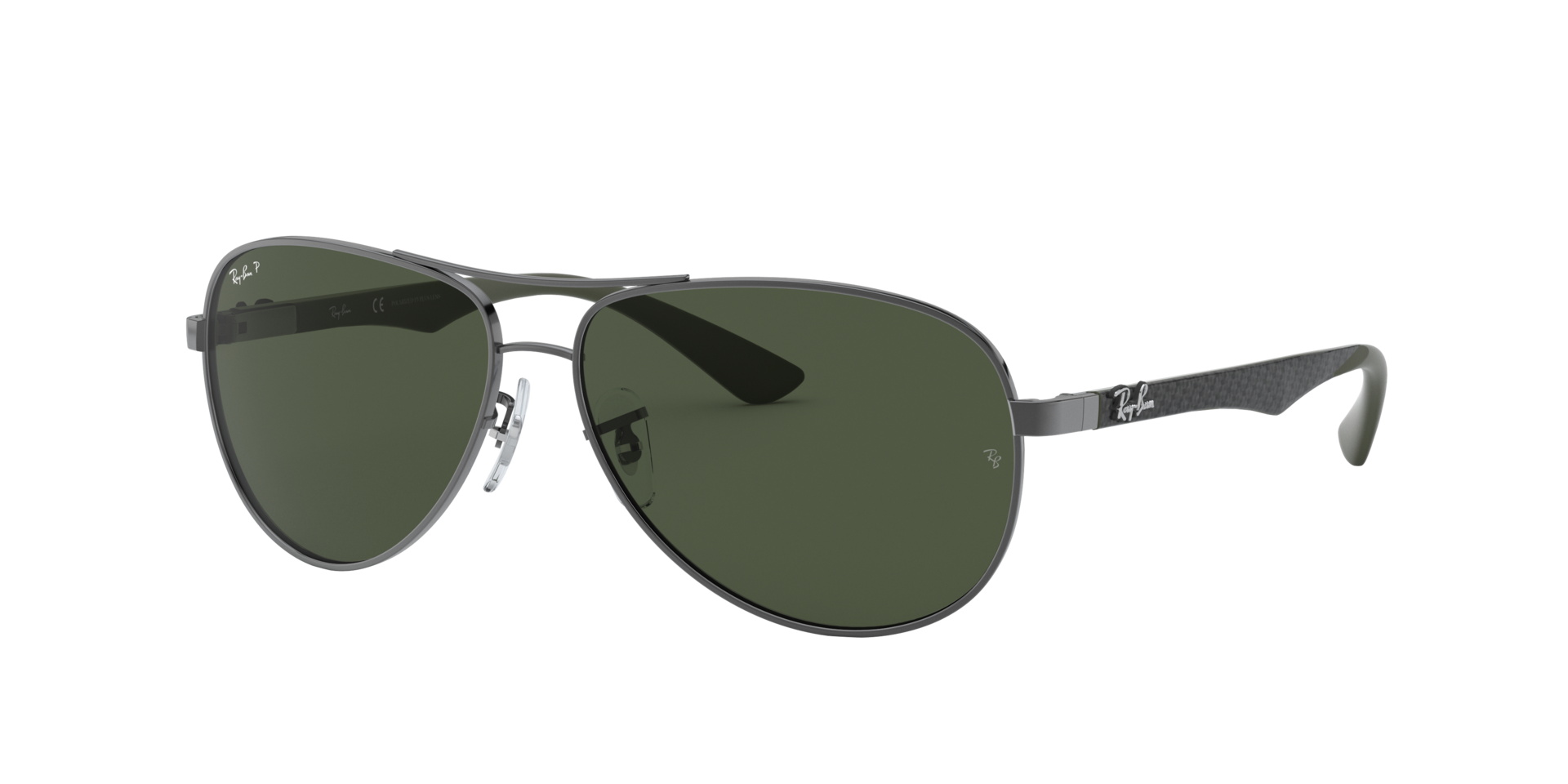 RAY-BAN RB8313 Carbonfaser Glänzend Gunmetall / Grün Polarisiert 